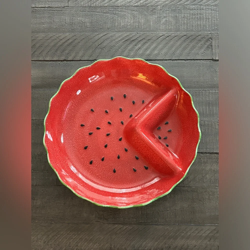 Williams Sonoma Watermelon Scalloped Divider Dish